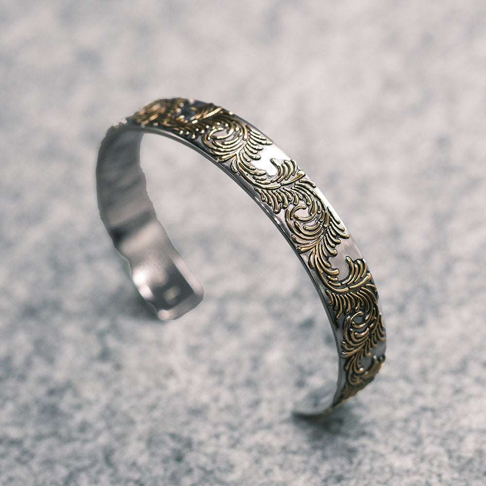 Arabesque Silver Gold Bangle L – SOULITE