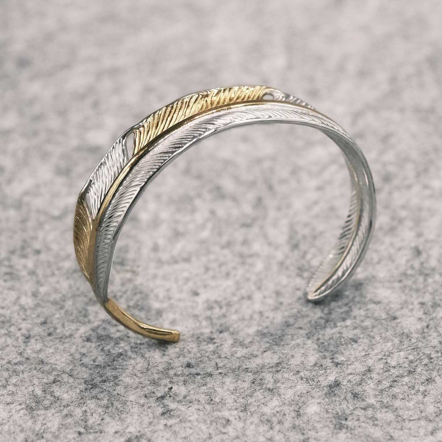 Feather Silver Gold Bangle L SOULITE