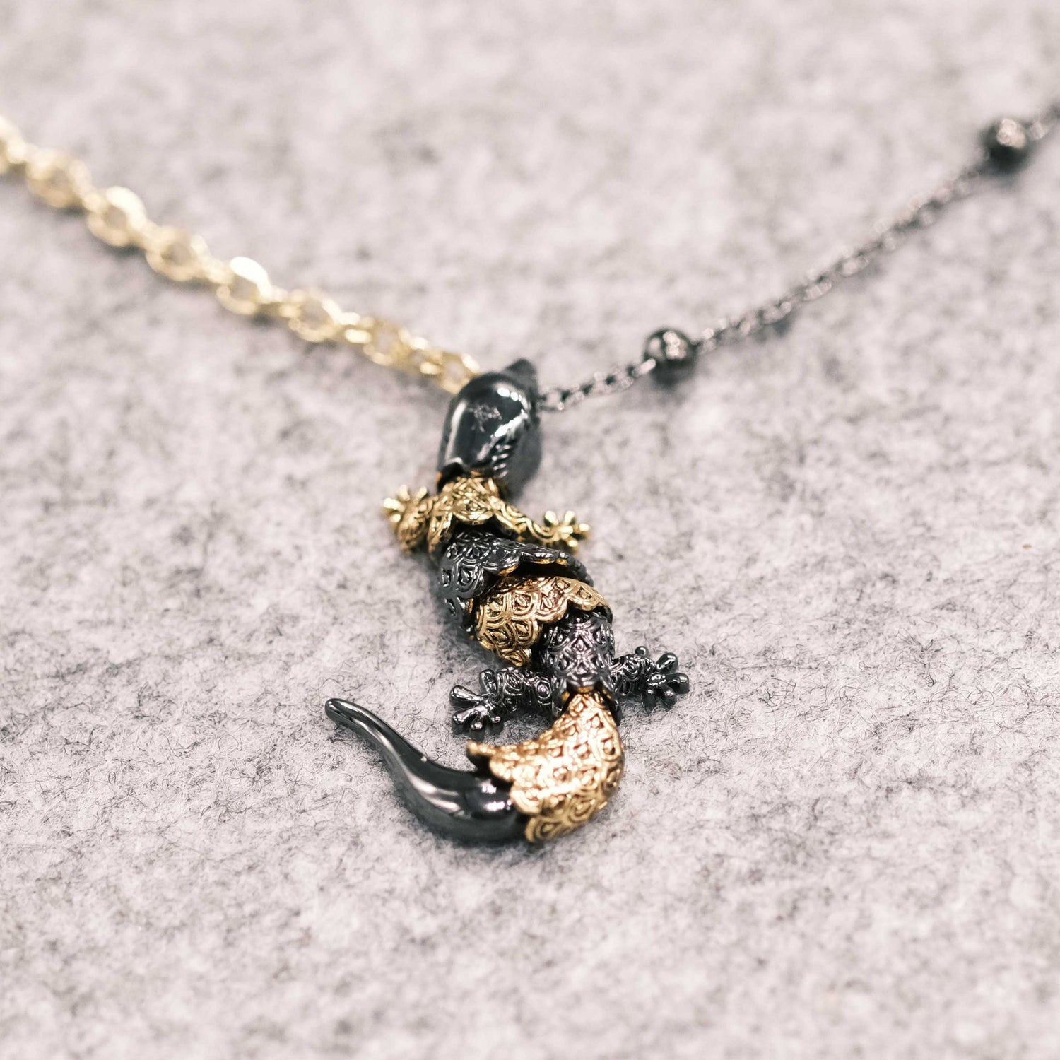Naughty Gecko Black Gold Necklace SOULITE
